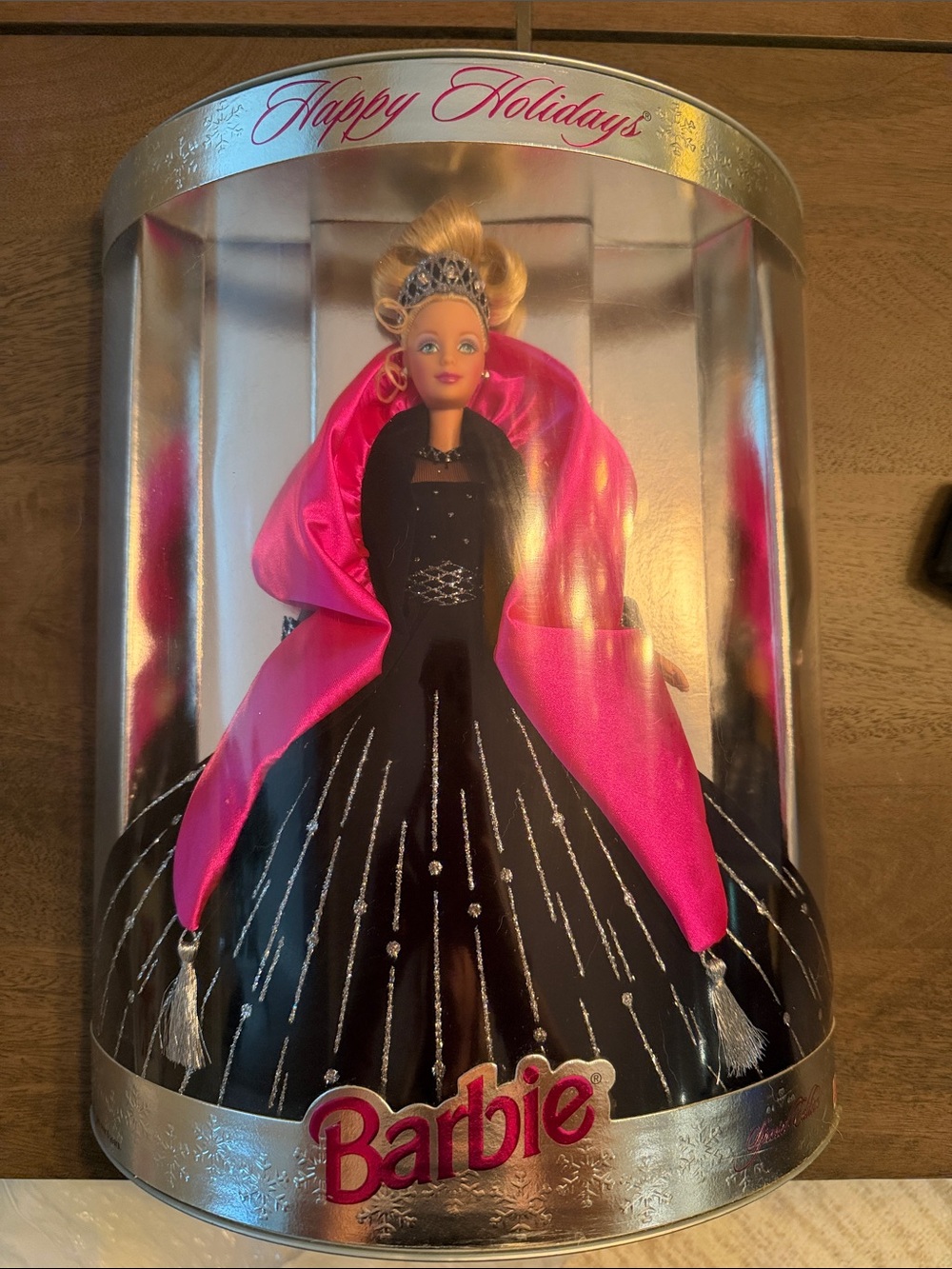 Barbie Black Gown with Hot Pink Satin Wrap